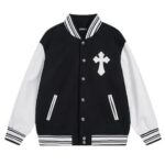 Chrome Hearts Cemetry Cross Logo Varsity Jacket black and logo front side jacket