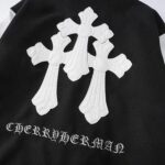 Chrome Hearts Cemetry Cross Logo Varsity Jacket black jacket