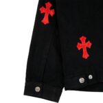 Leather Patch Shearling Denim Trucker | Chrome Hearts arm side jacket