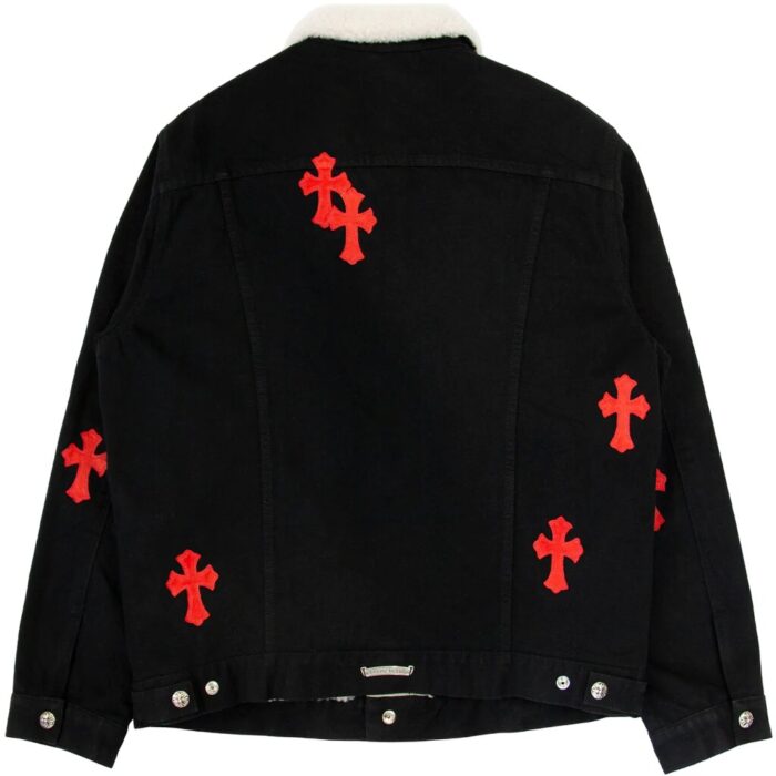 Leather Patch Shearling Denim Trucker | Chrome Hearts back side jacket