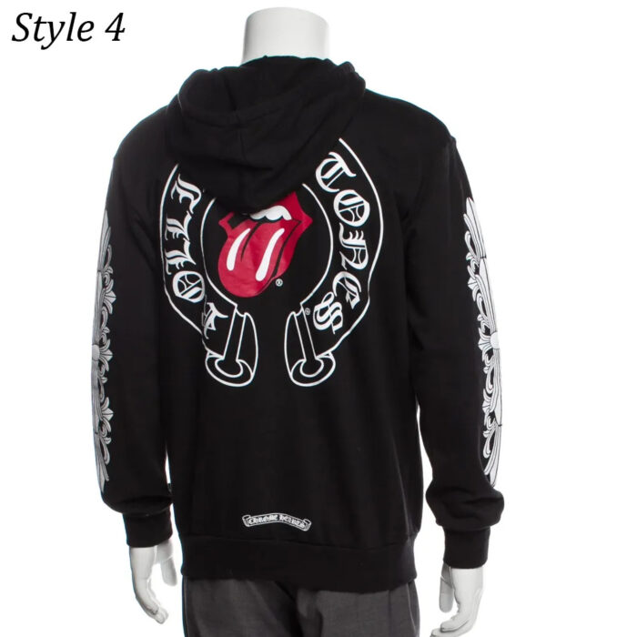 Rolling Stone Chrome Heart Zip-Up black Hoodie back side image