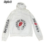 Rolling Stone Chrome Heart Zip-Up white Hoodie back side image