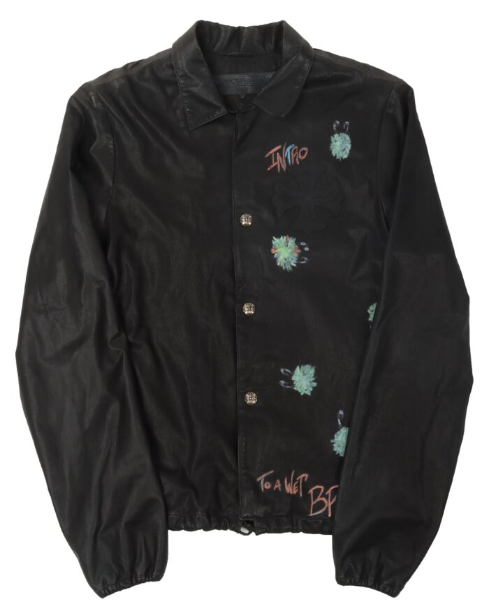 Chrome Hearts Matty Boy Hand Painted Leather Coach Jacket(front side)