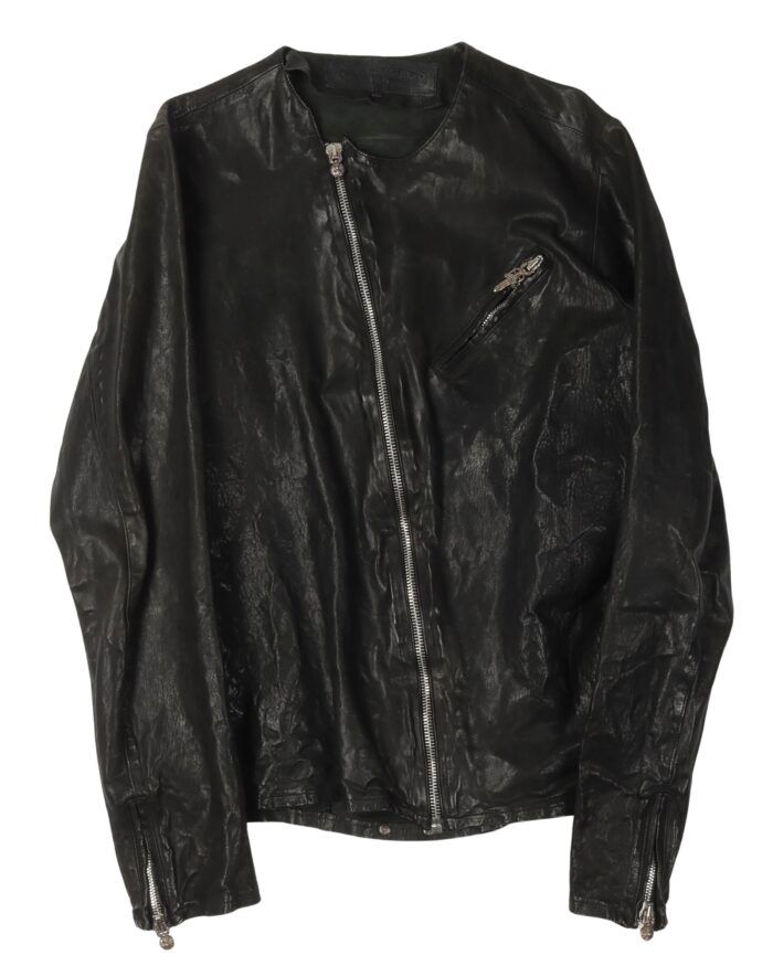 Chrome Hearts Asymmetric Zip Leather Jacket (front side)