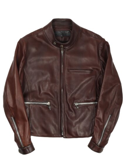 Chrome Hearts 1 of 1 Brown Leather Motorcycle Riding Jacket (front side jacket)