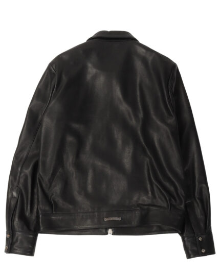 Chrome Hearts Cemetery Cross Patch Zip Up Leather Jacket (back side jacket)