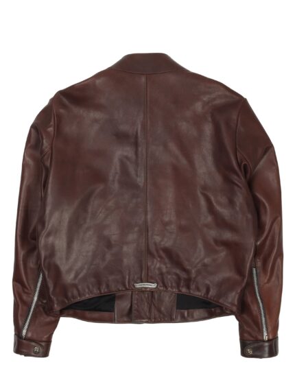 Chrome Hearts 1 of 1 Brown Leather Motorcycle Riding Jacket (back side jacket)