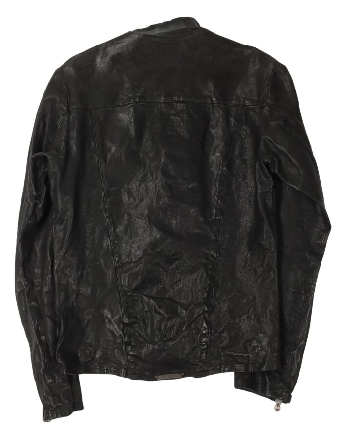 Chrome Hearts Asymmetric Zip Leather Jacket (back side)