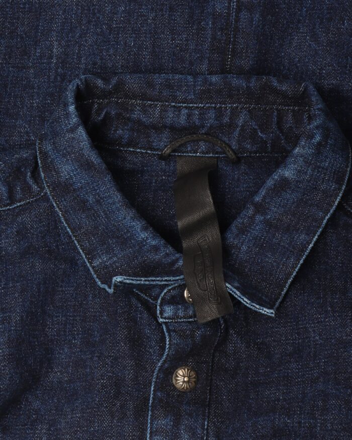 Laser Cut Denim Cross Shirt logo chip