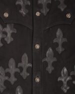 Chrome Hearts Fleur-de-lis 97 Patch Black Denim Jacket (button on a jacket)