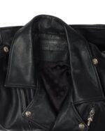 Chrome Hearts Silver Embellished Cross Patch Double Rider Jacket(coller)