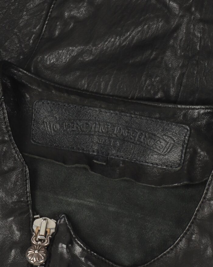 Chrome Hearts Asymmetric Zip Leather Jacket ( logo chip)