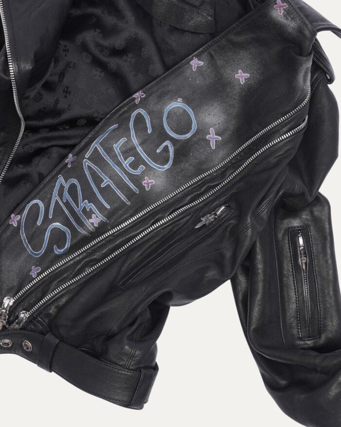 Chrome Hearts Matty Boy Patch Leather Jacket(text on arm