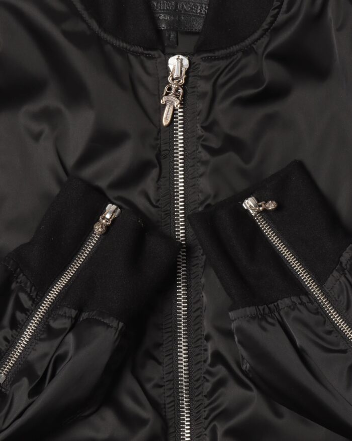 Chrome Hearts Silk-Lined Cross Patch Bomber Jacket (logo zip jacket)