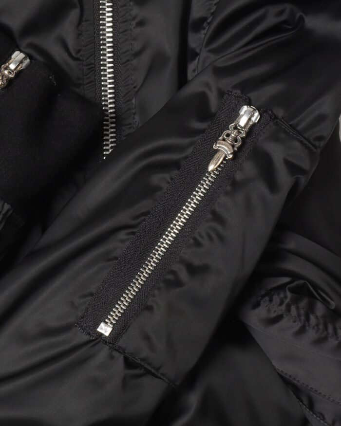 Chrome Hearts Silk-Lined Cross Patch Bomber Jacket (arm zip jacket)