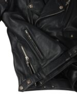 Chrome Hearts Silver Embellished Cross Patch Double Rider Jacket (zips)