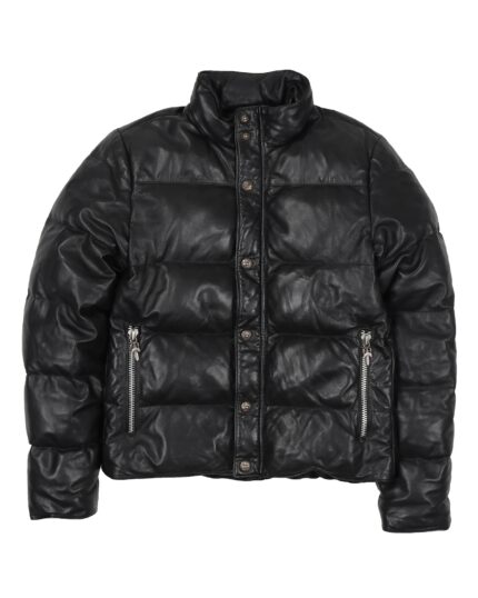 Chrome Hearts Leather Puffer Jacket w/ Dagger Hardware (front side jacket)